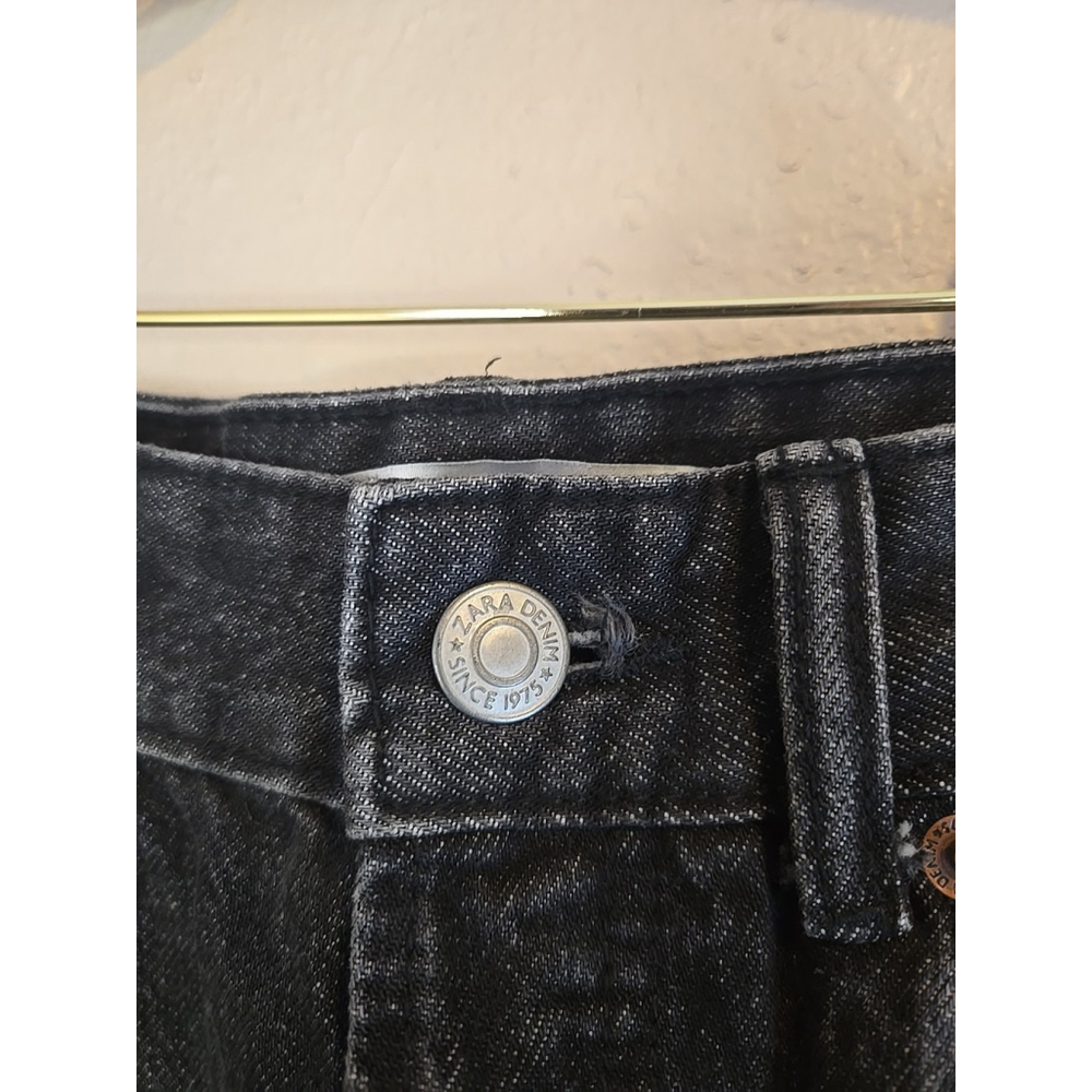 Zara Bliss Mom Jeans Size 31 High Waist Button Fly Cropped 100% Cotton NWT - Picture 5 of 11